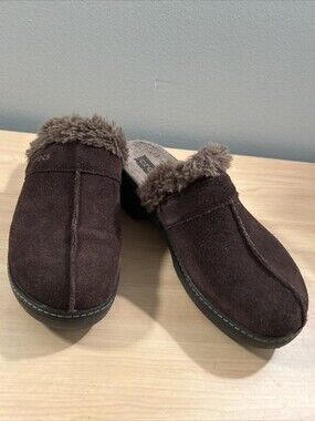 Crocs fur COBBLER Clog  Brown Suede Faux Fur lined Mule Sz 8 Excellent Condition